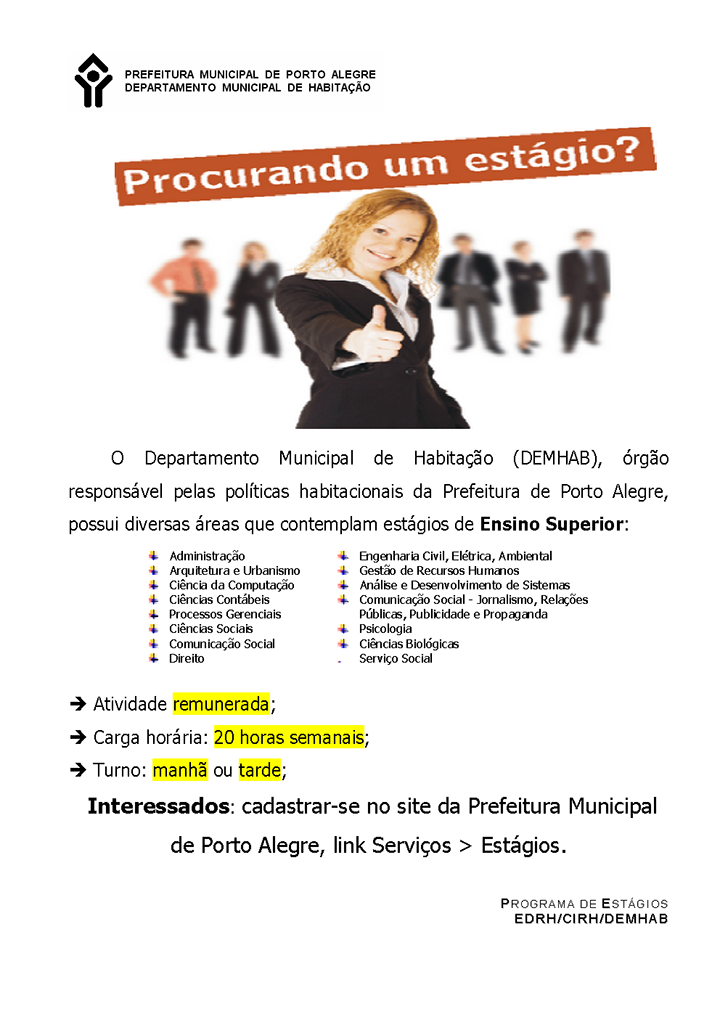 Programa de Estágio Departamento Municipal de Habitação de Porto Alegre