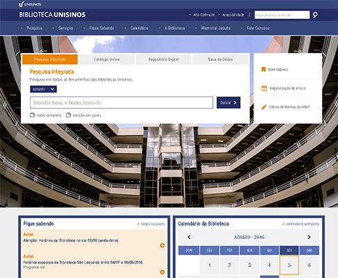 Novo site da Biblioteca Unisinos