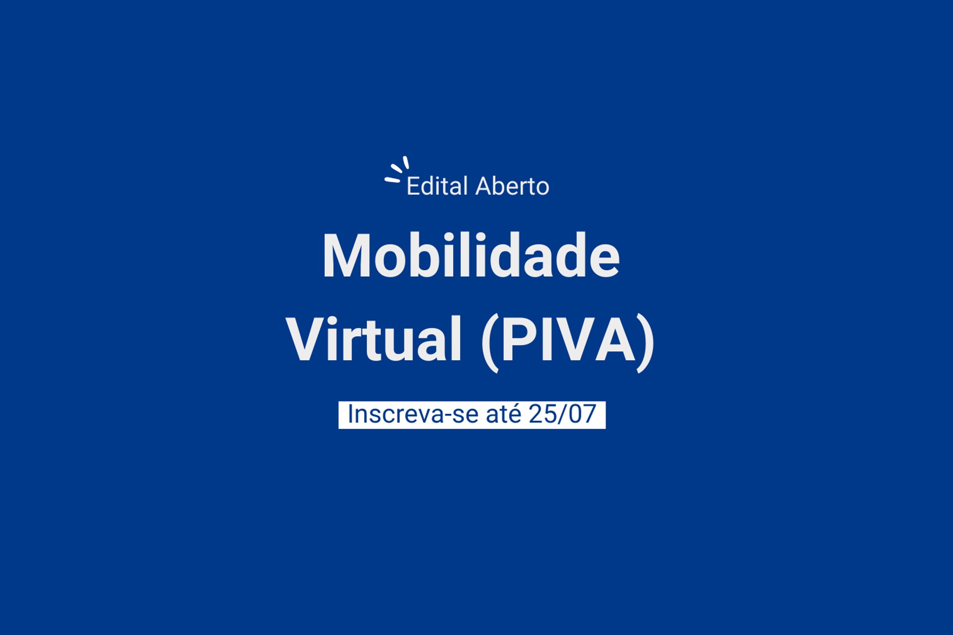 Edital para o intercâmbio virtual do PIVA está aberto